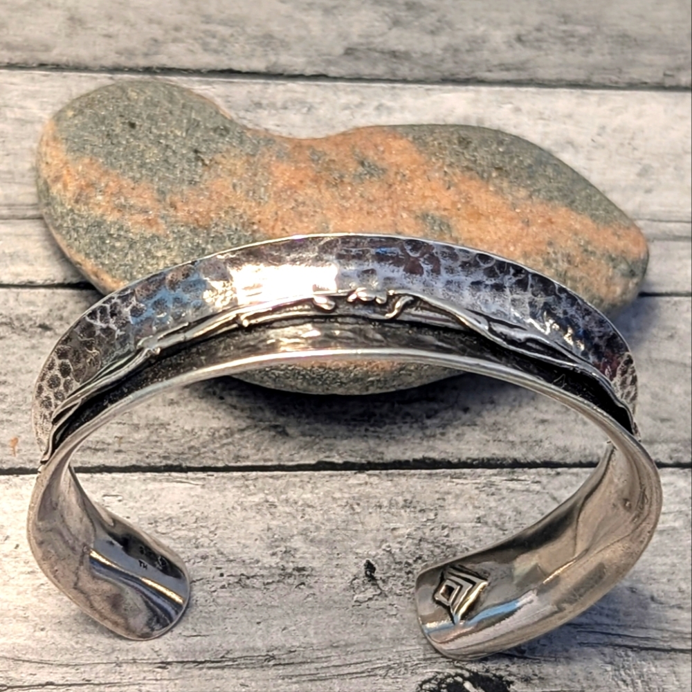 Silpada Retired Hammered Oxidized Sterling .925 Barbed Wire Cuff Bracelet - Picture 3 of 10